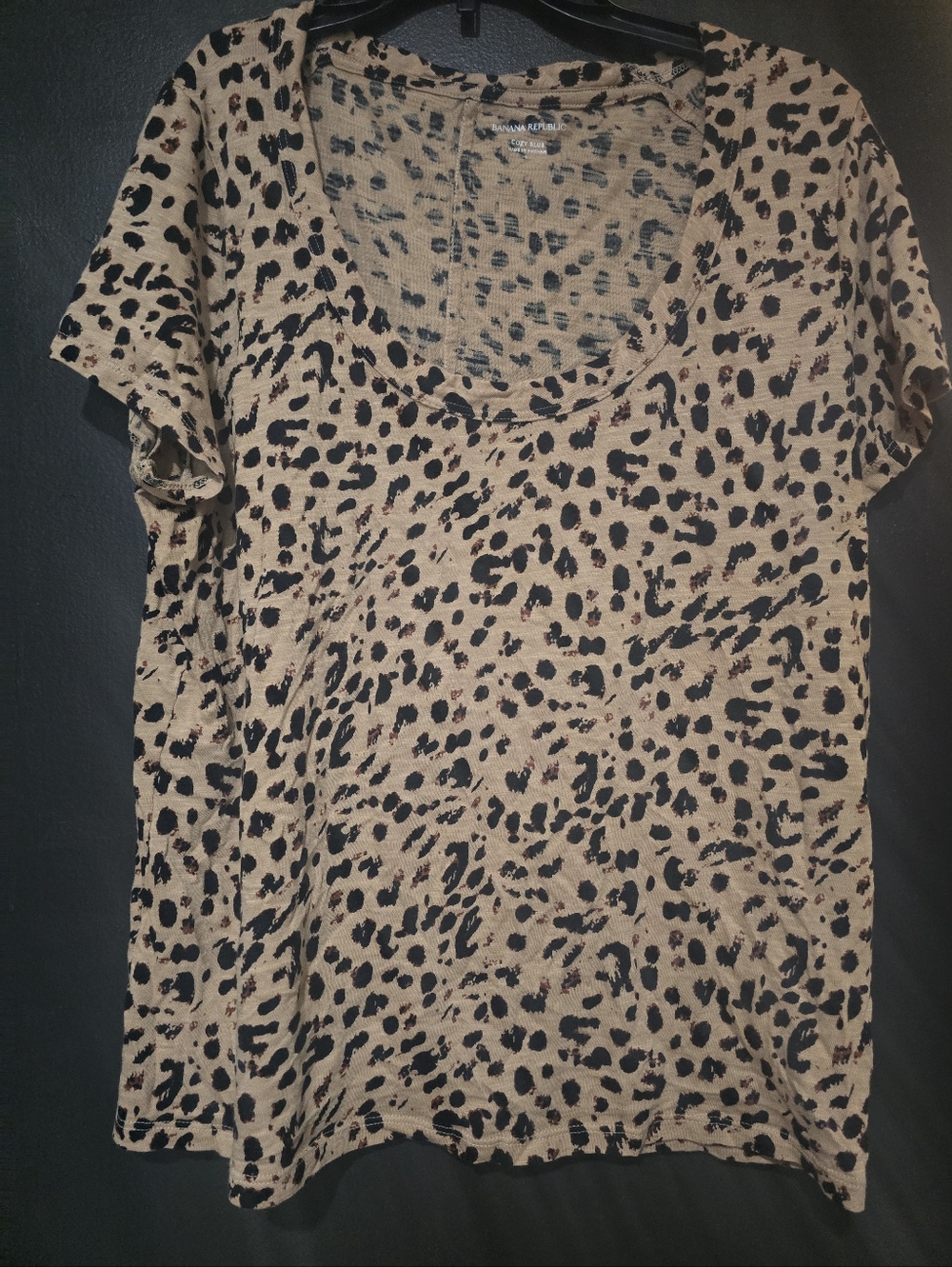 Banana Republic Leopard Print Scoop Neck Top - Tan & Black